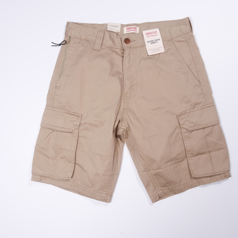 NEW Signature Levi Strauss Cargo Shorts Relaxed Fit Above Knee Mens Size 28‎